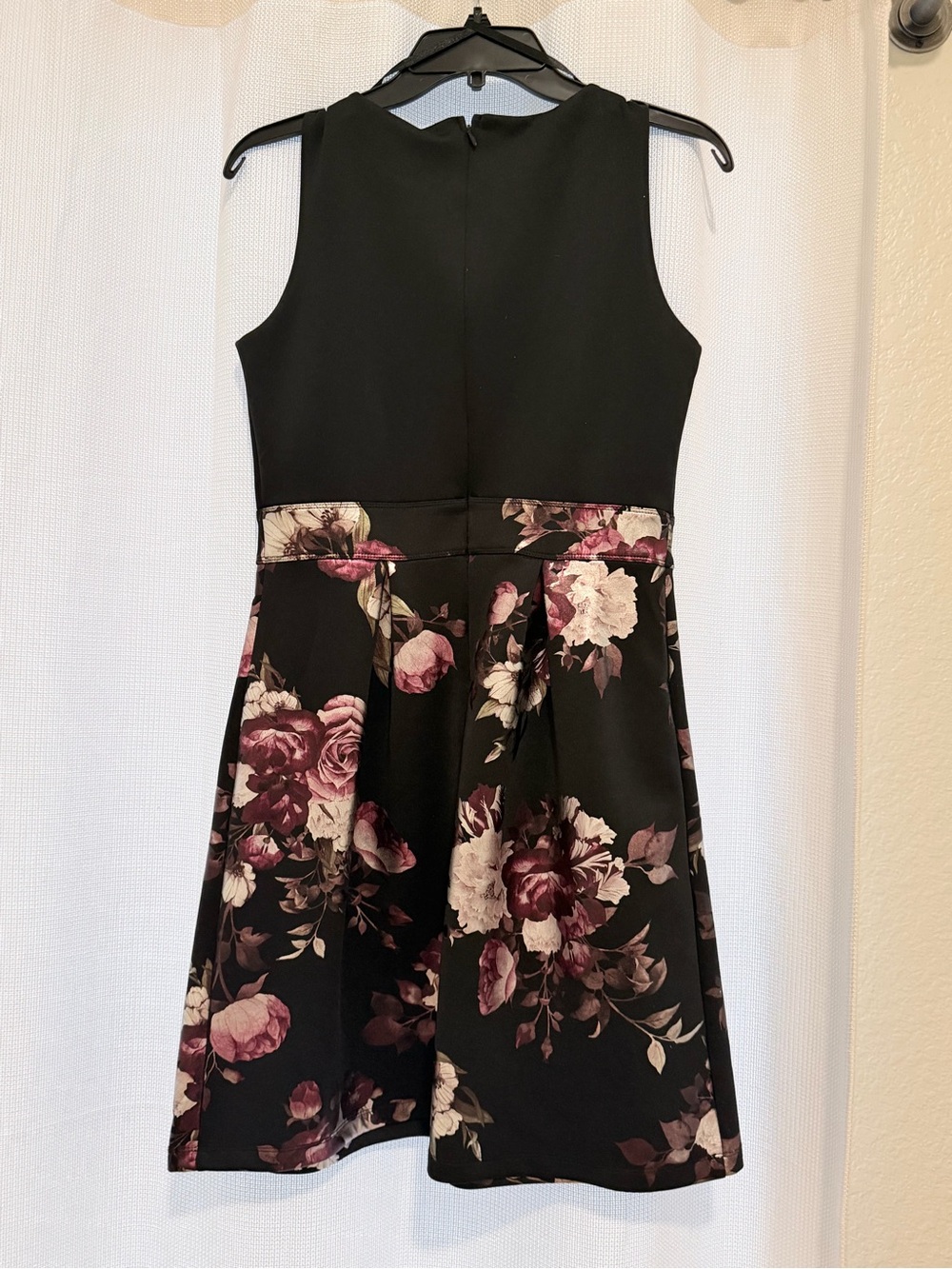 Girls' Black Floral Fit-and-Flare Dress